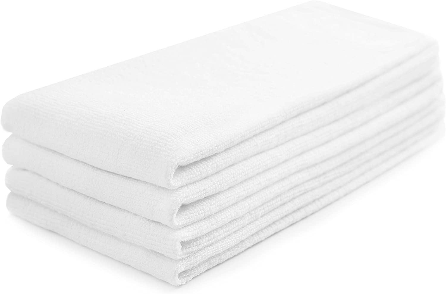 KAF Home Set of 4 Deluxe Popcorn Terry Kitchen Towels | 20 x 30 Inches |  100% Cotton Kitchen Dish Towels (White)