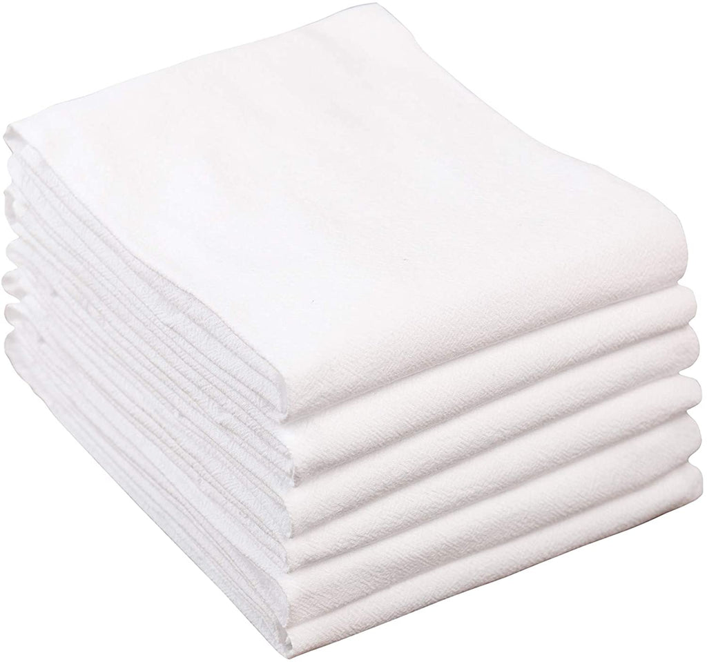 Flour Sack Kitchen Towels 100% Cotton White, Set of 6, Crinkle Finish Tea  Towels, Low Lint and Absorbent Dish Towels for Kitchen, Oeko-Tex Cotton, 28