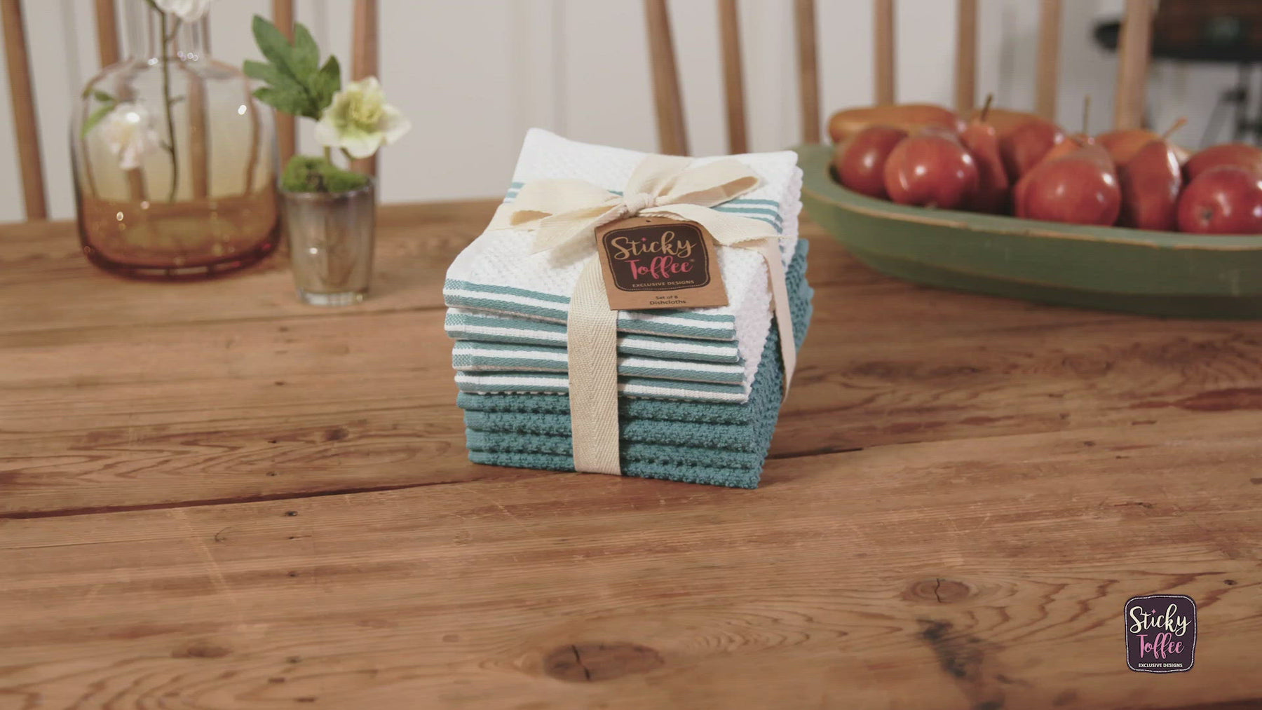 Sticky Toffee Cotton Terry Kitchen Dishcloth Towels, 8 Pack, 12 in x 12 in, Tan Stripe, Size: Dishcloth 12 in x 12 in