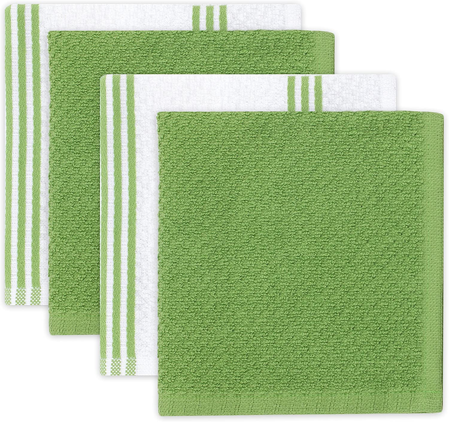 Sticky Toffee Kitchen Towels Dishcloths Oven Mitts and Pot Holders Set of  9, 100% Cotton Terry, Non-Slip Silicone, Dark Green