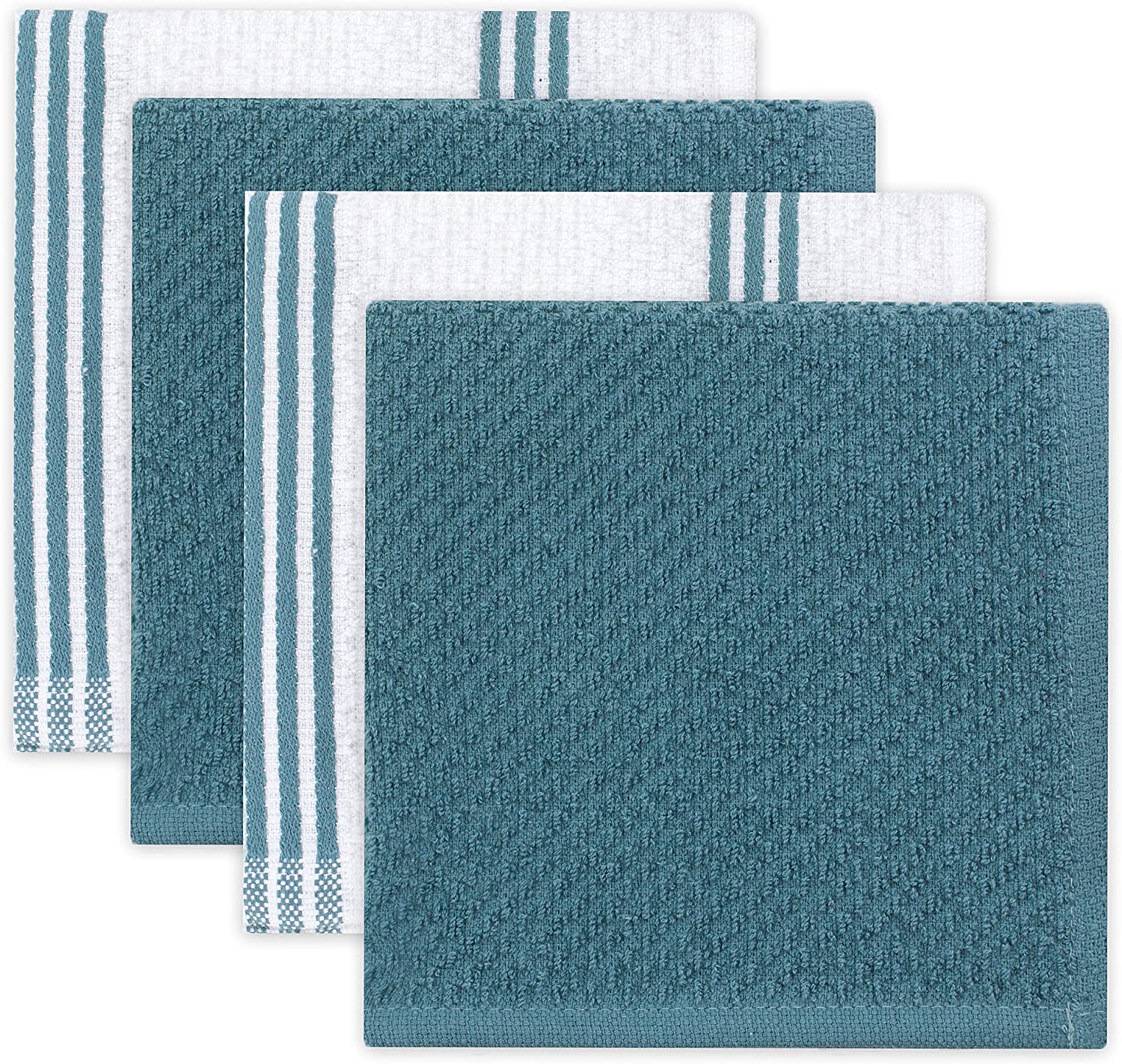 Kitchen Towels - Oven Mitts - Potholders - Towel Linen Set (8 Pc) Clean Classic Multi Color Combination - Kitchen Towel Potholder Scrubber Dishcloth