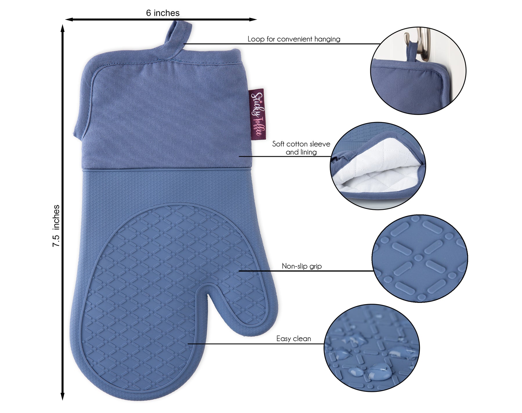Silicone Oven Mitts Grippy Design, Soft Lining Silicone Oven
