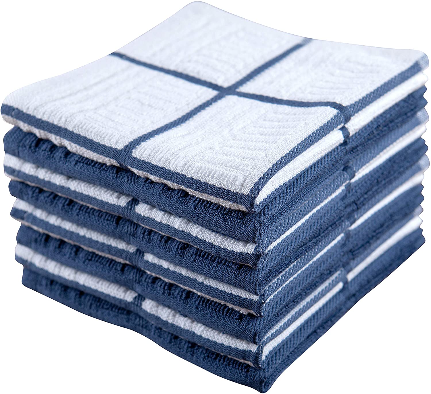 Blue 12x12 Dish Cloths Check Pattern all Cotton