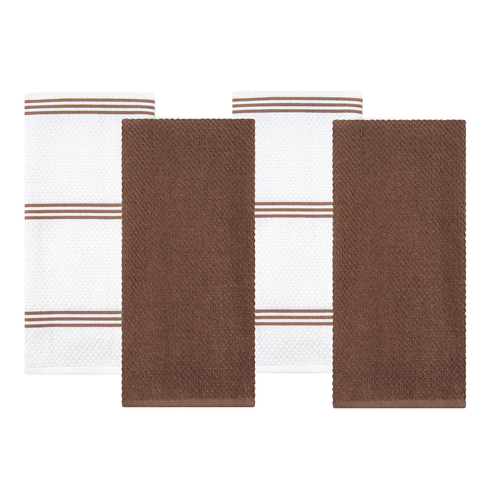 Sticky Toffee Cotton Terry Kitchen Dishcloth Towels, 8 Pack, 12 in x 12 in, Tan Stripe, Size: Dishcloth 12 in x 12 in