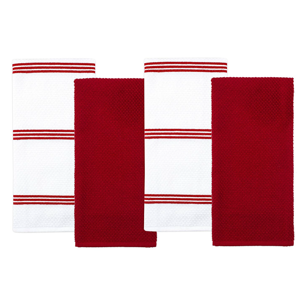  Sticky Toffee Kitchen Towels Dish Towels 100% Cotton, 4 Pack,  27.5 in x 19.5 in, Basket Weave Red : Home & Kitchen